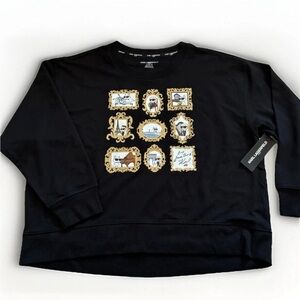 NWT Karl Lagerfeld Black XL Crewneck Sweatshirt with Choupette Graphic Frames